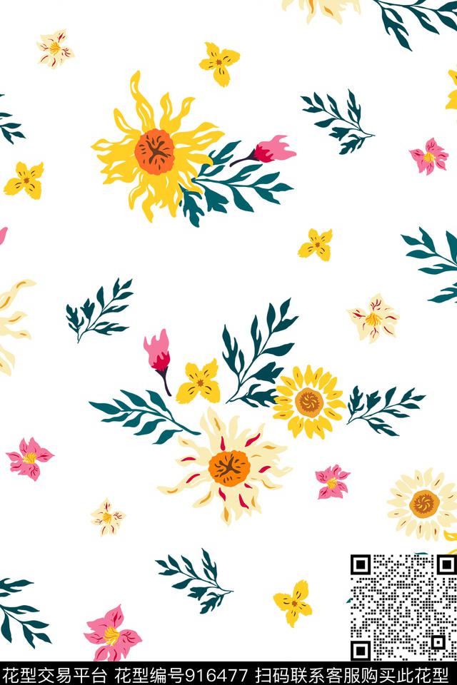 文艺小碎花原创手绘传统印花华亿平台下载（图片编号: 916477） - 瓦栏（Walan）