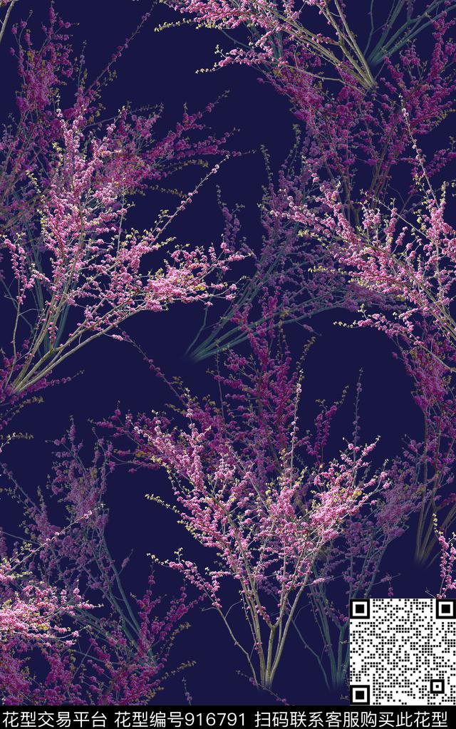 桃花花卉女装数码印花华亿平台下载（图片编号: 916791） - 瓦栏（Walan）