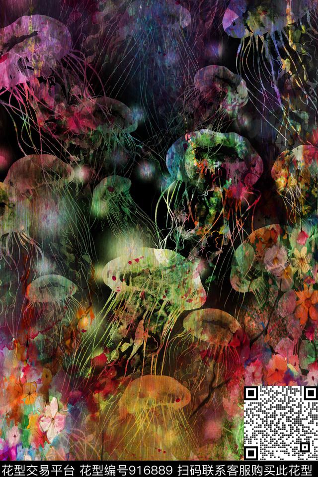 定位花大花花卉数码印花华亿平台下载（图片编号: 916889） - 瓦栏（Walan）