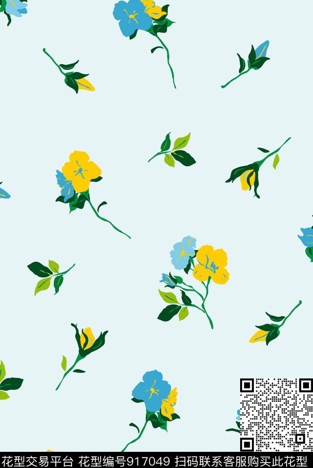 少女小碎花原创手绘传统印花华亿平台下载（图片编号: 917049） - 瓦栏（Walan）