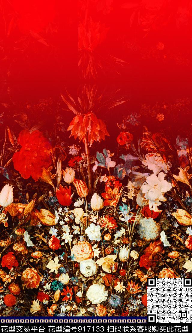 渐变花卉杭州数码印花华亿平台下载（图片编号: 917133） - 瓦栏（Walan）