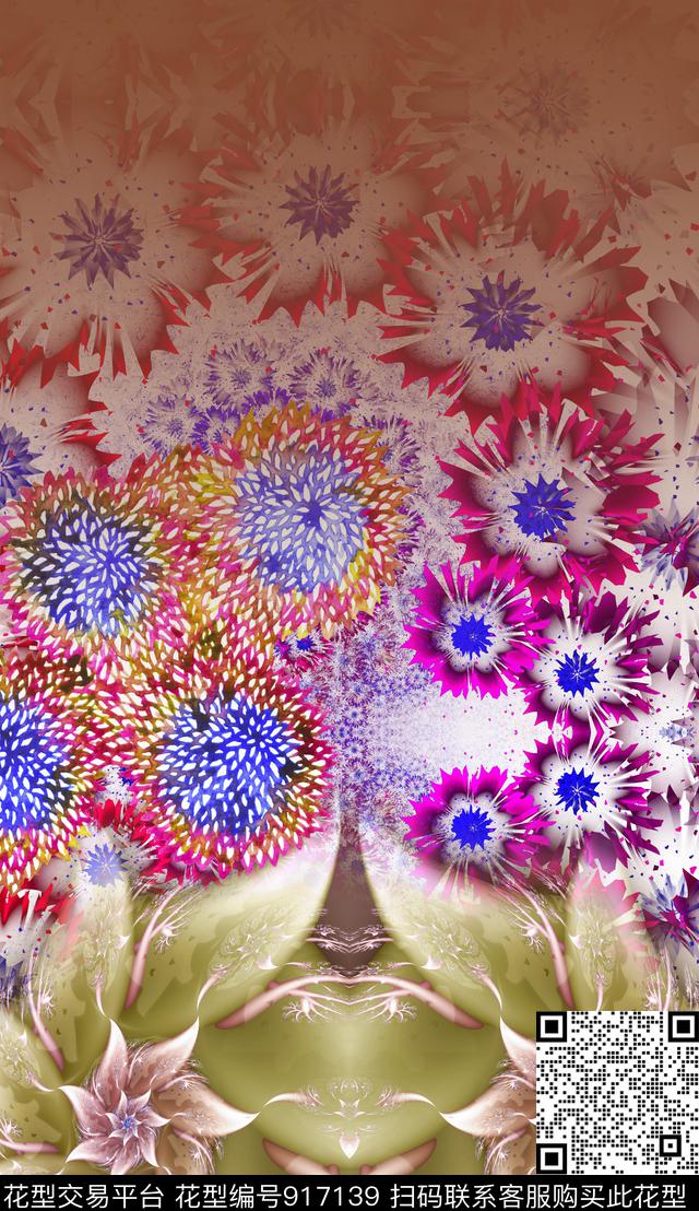 波西米亚花卉花纹数码印花华亿平台下载（图片编号: 917139） - 瓦栏（Walan）