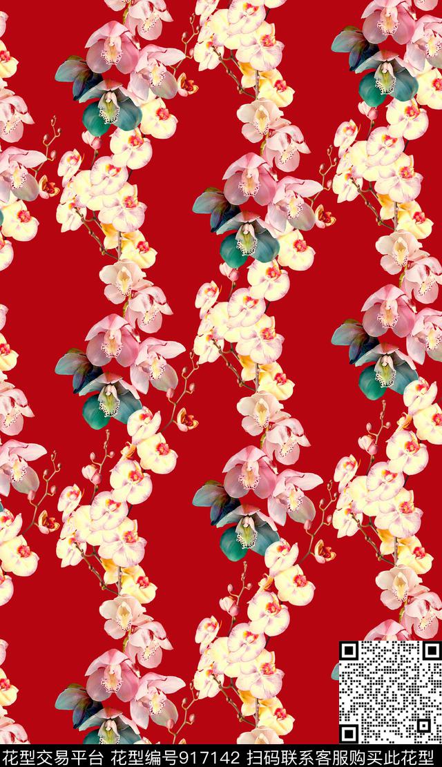 植物花卉手绘花卉数码印花华亿平台下载（图片编号: 917142） - 瓦栏（Walan）