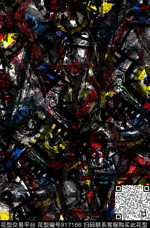 涂鸦复古潮牌数码印花华亿平台下载（图片编号: 917166） - 瓦栏（Walan）