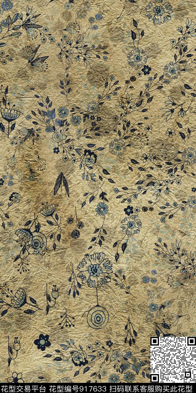 小碎花花卉3D立体数码印花华亿平台下载（图片编号: 917633） - 瓦栏（Walan）