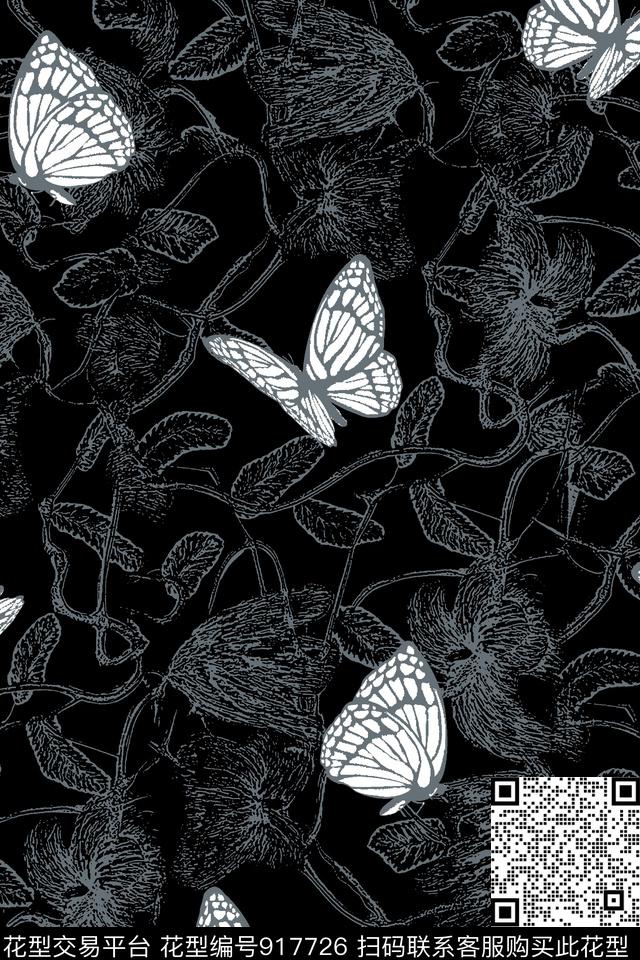 蝴蝶昆虫肌理传统印花华亿平台下载（图片编号: 917726） - 瓦栏（Walan）