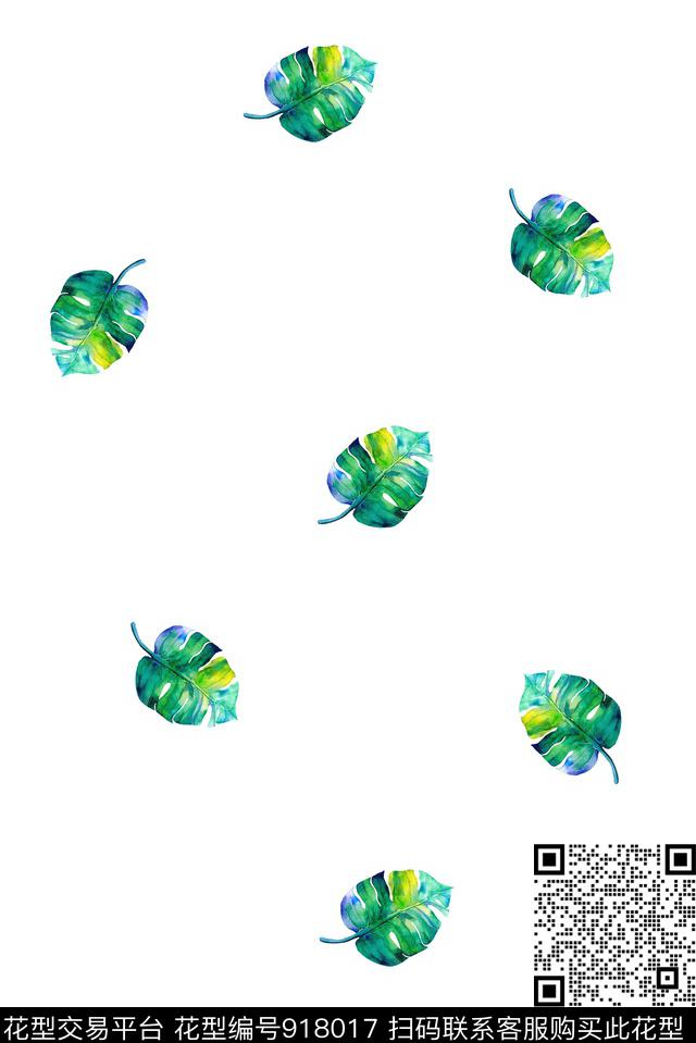 水彩花卉女装植物数码印花华亿平台下载（图片编号: 918017） - 瓦栏（Walan）