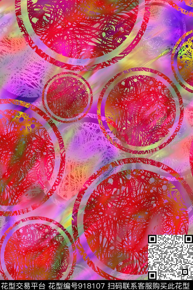 镂空圆形荧光数码印花华亿平台下载（图片编号: 918107） - 瓦栏（Walan）