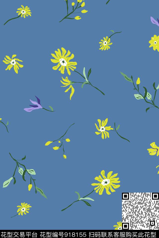 小碎花花卉原创手绘传统印花华亿平台下载（图片编号: 918155） - 瓦栏（Walan）