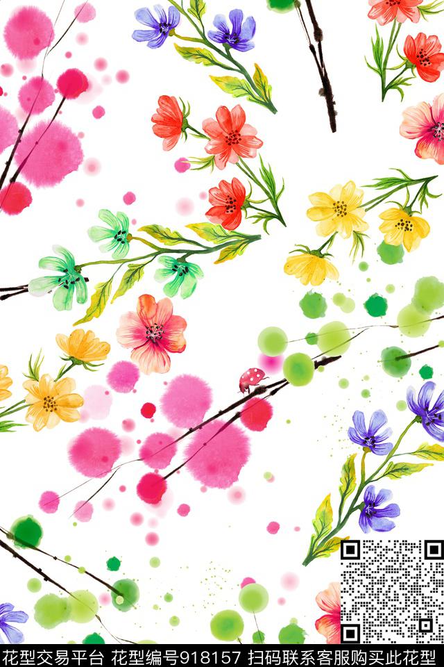 水彩花卉小碎花清爽花卉数码印花华亿平台下载（图片编号: 918157） - 瓦栏（Walan）