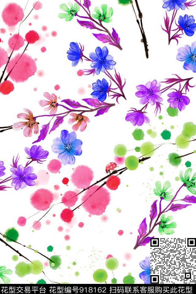 水彩花卉小碎花清爽花卉数码印花华亿平台下载（图片编号: 918162） - 瓦栏（Walan）