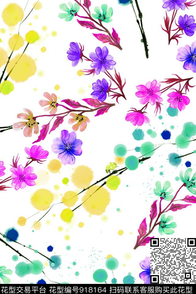水彩花卉小碎花清爽花卉数码印花华亿平台下载（图片编号: 918164） - 瓦栏（Walan）