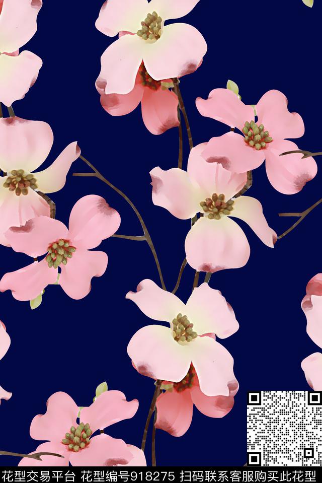 水彩花卉花卉女装数码印花华亿平台下载（图片编号: 918275） - 瓦栏（Walan）