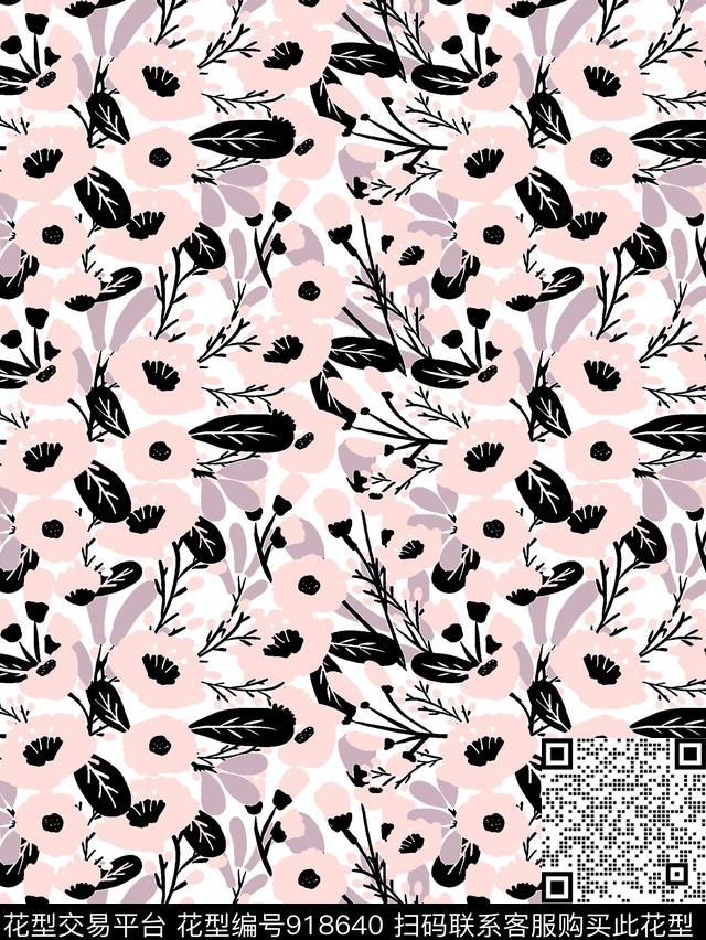 花卉手绘花卉女装传统印花华亿平台下载（图片编号: 918640） - 瓦栏（Walan）