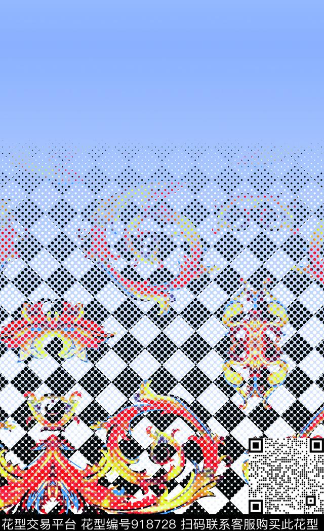 抽象渐变几何数码印花华亿平台下载（图片编号: 918728） - 瓦栏（Walan）