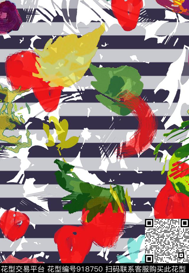 抽象线条线条花卉数码印花华亿平台下载（图片编号: 918750） - 瓦栏（Walan）
