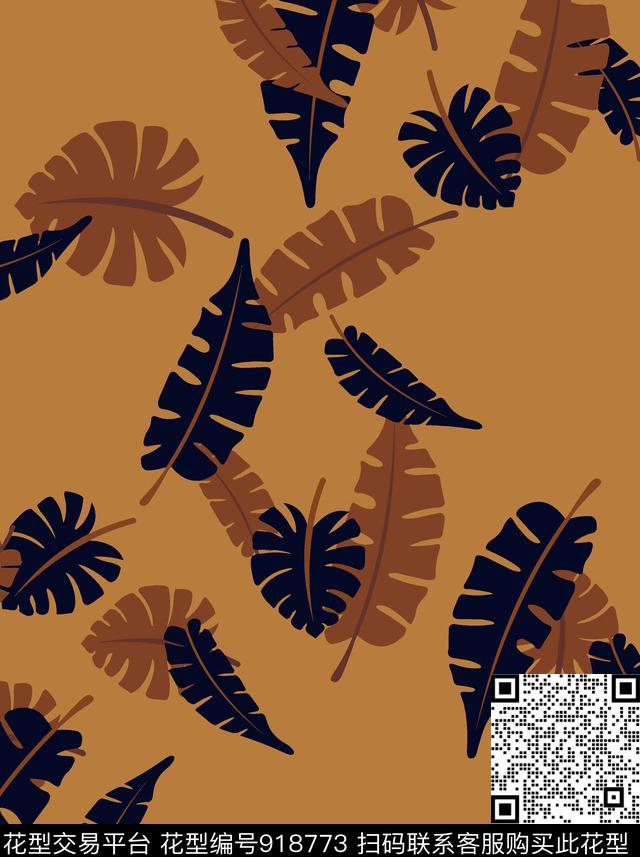 秋冬华亿平台枫叶绿植树叶传统印花华亿平台下载（图片编号: 918773） - 瓦栏（Walan）