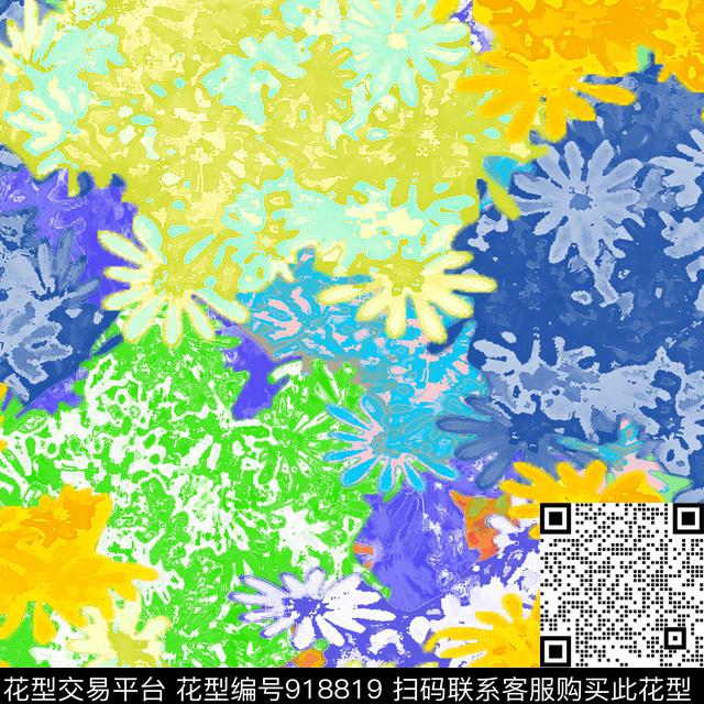 创意艺术线条花卉传统印花华亿平台下载（图片编号: 918819） - 瓦栏（Walan）