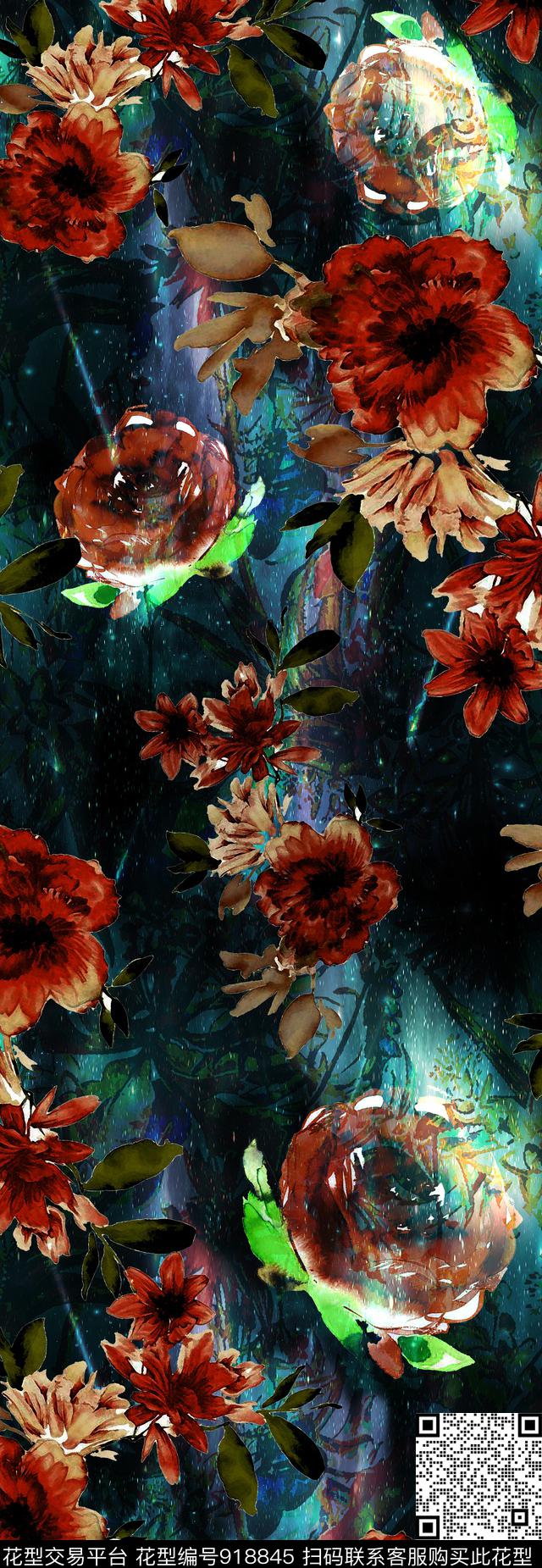 连衣裙星空女装数码印花华亿平台下载（图片编号: 918845） - 瓦栏（Walan）