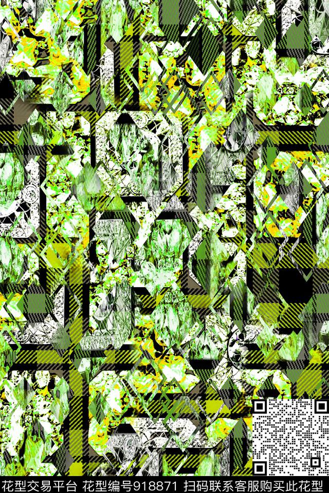 几何解构条纹错乱几何数码印花华亿平台下载（图片编号: 918871） - 瓦栏（Walan）