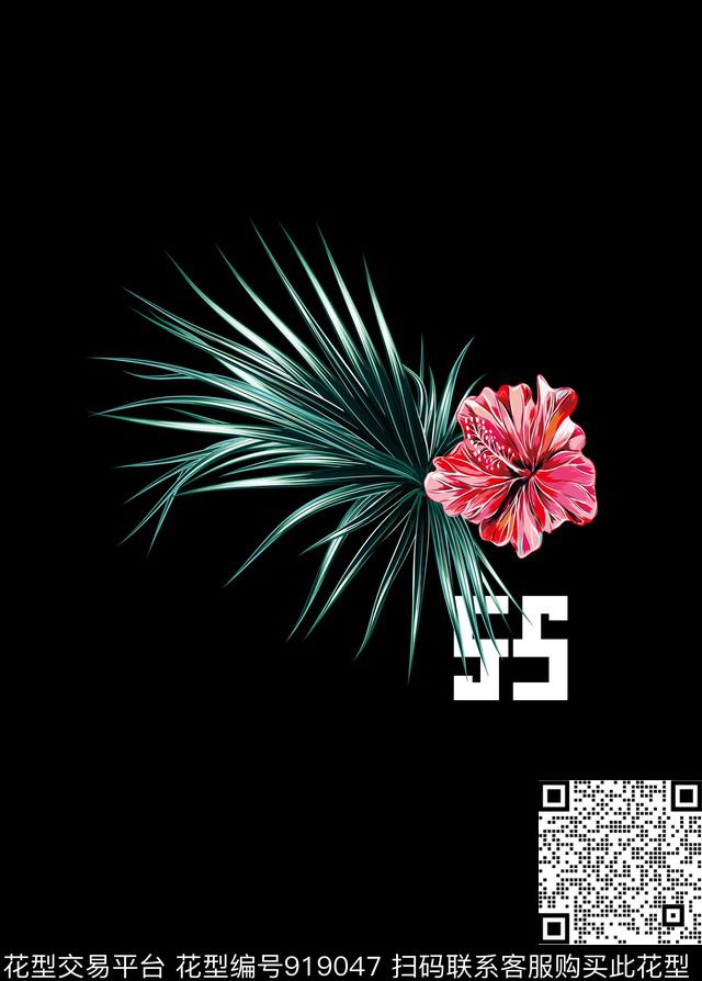 创意花卉胸前独幅传统印花华亿平台下载（图片编号: 919047） - 瓦栏（Walan）