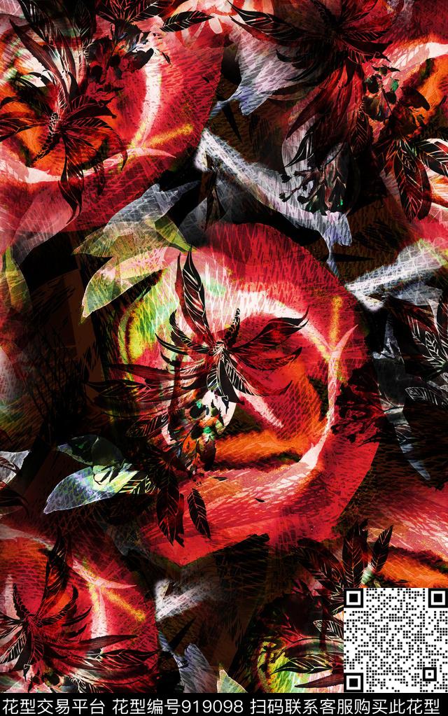 民族风复古大牌风数码印花华亿平台下载（图片编号: 919098） - 瓦栏（Walan）