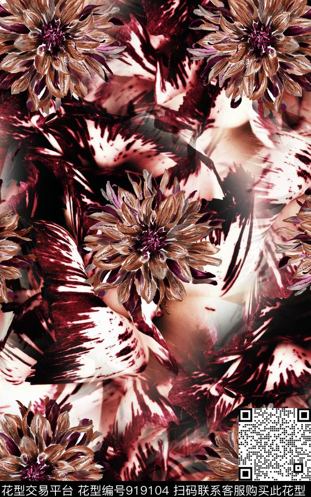 民族风复古大牌风数码印花华亿平台下载（图片编号: 919104） - 瓦栏（Walan）