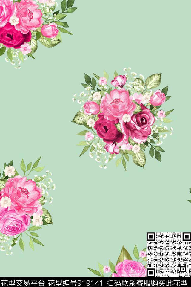 植物花卉1/2接数码印花华亿平台下载（图片编号: 919141） - 瓦栏（Walan）