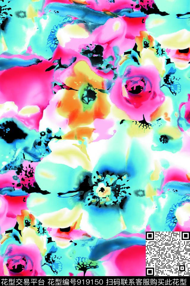 植物花卉玫瑰花数码印花华亿平台下载（图片编号: 919150） - 瓦栏（Walan）