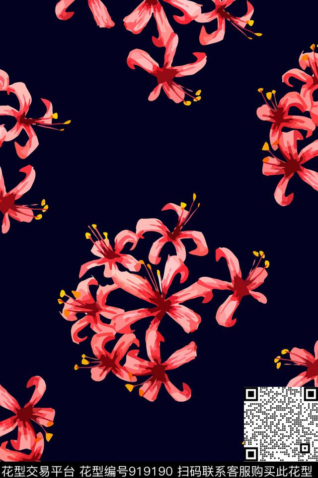 绣球花秋冬华亿平台花卉数码印花华亿平台下载（图片编号: 919190） - 瓦栏（Walan）