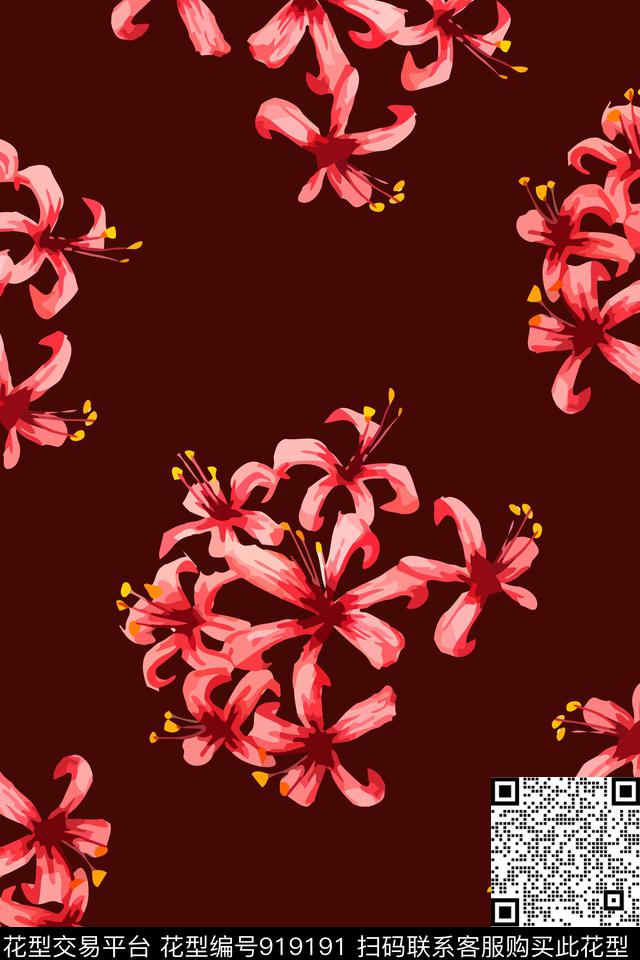 绣球花秋冬华亿平台花卉数码印花华亿平台下载（图片编号: 919191） - 瓦栏（Walan）