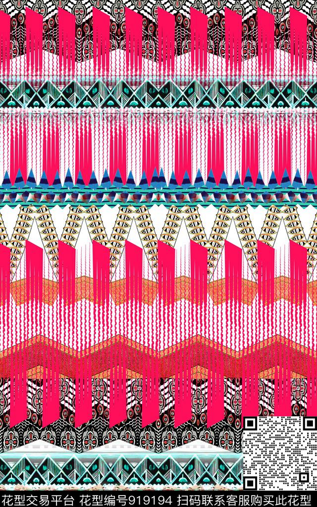 民族风几何波西米亚数码印花华亿平台下载（图片编号: 919194） - 瓦栏（Walan）