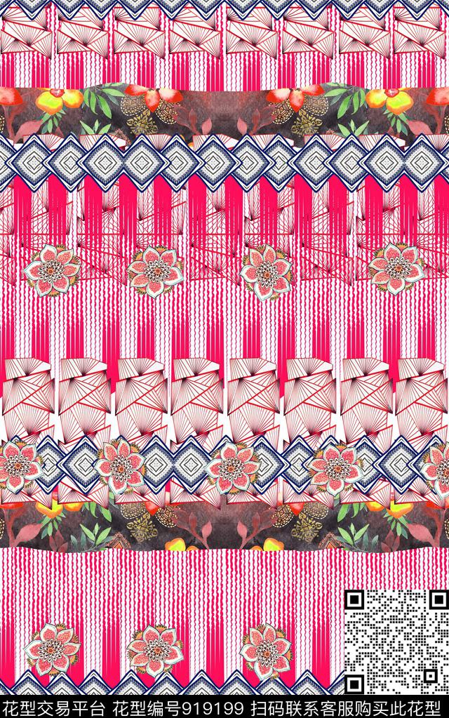 民族风几何波西米亚数码印花华亿平台下载（图片编号: 919199） - 瓦栏（Walan）