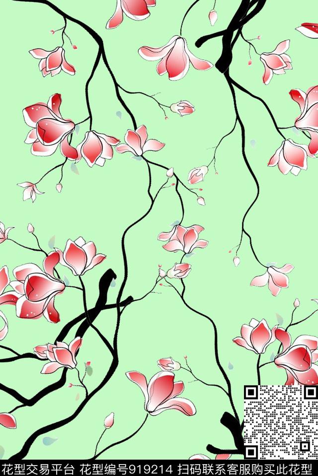 旗袍小碎花清爽底花卉传统印花华亿平台下载（图片编号: 919214） - 瓦栏（Walan）