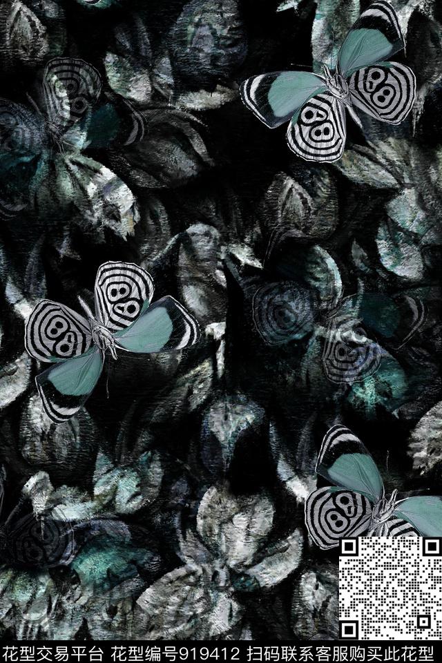 蝴蝶潮牌复古数码印花华亿平台下载（图片编号: 919412） - 瓦栏（Walan）