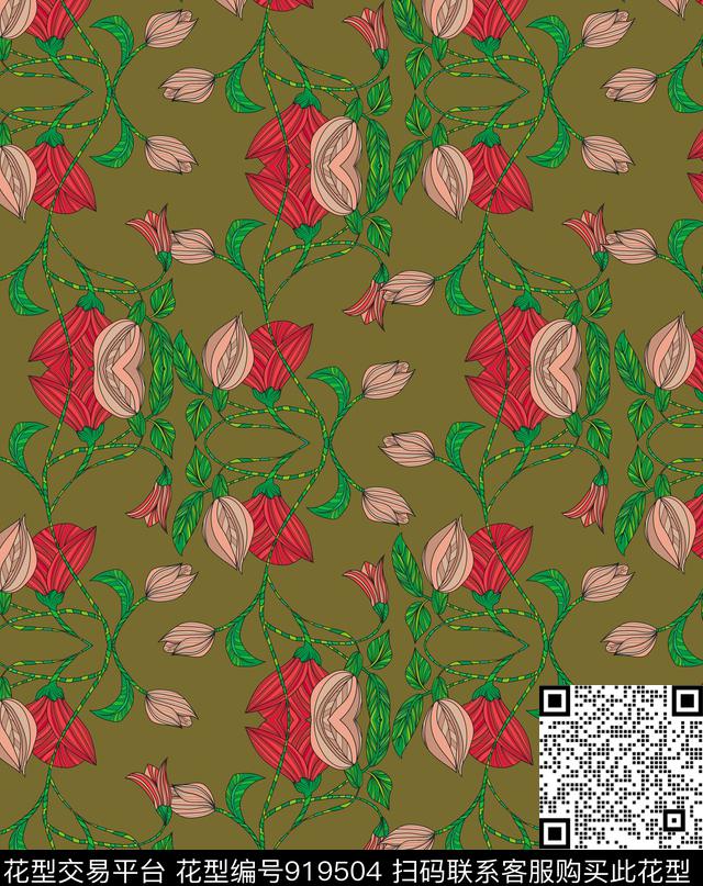 花卉手绘花卉传统印花华亿平台下载（图片编号: 919504） - 瓦栏（Walan）