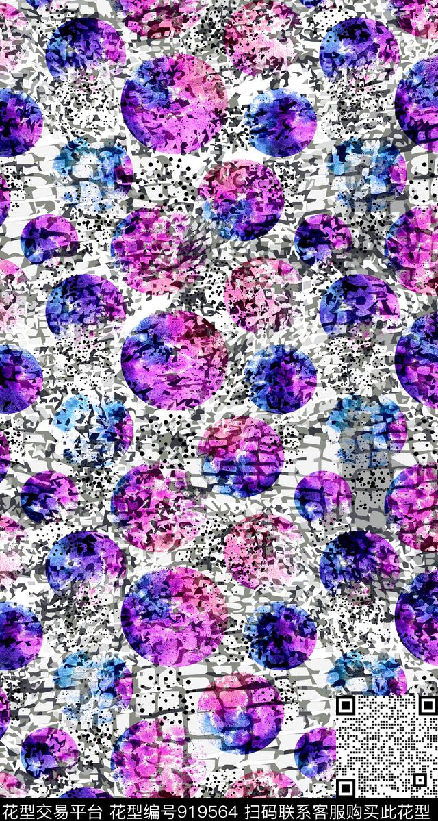 抽象波点几何数码印花华亿平台下载（图片编号: 919564） - 瓦栏（Walan）