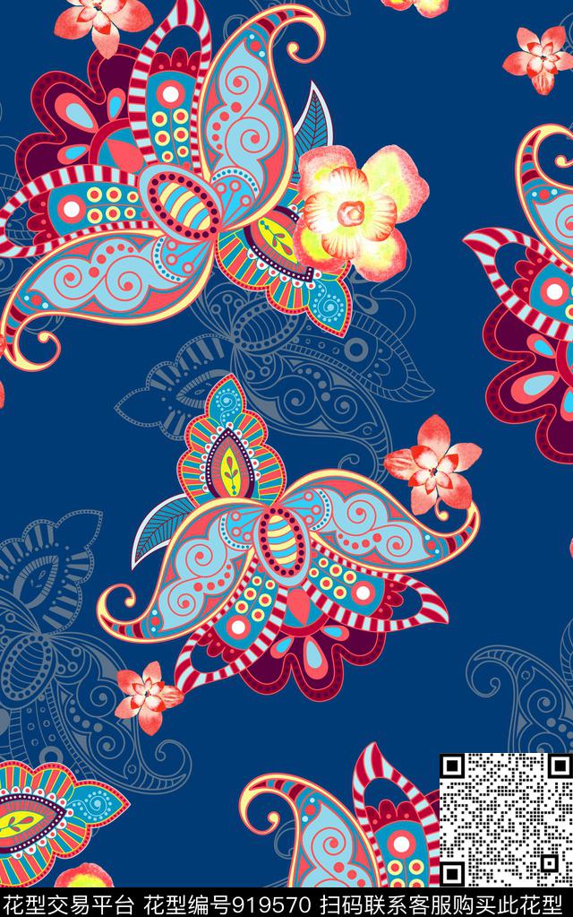 民族风波西米亚佩斯利纹数码印花华亿平台下载（图片编号: 919570） - 瓦栏（Walan）