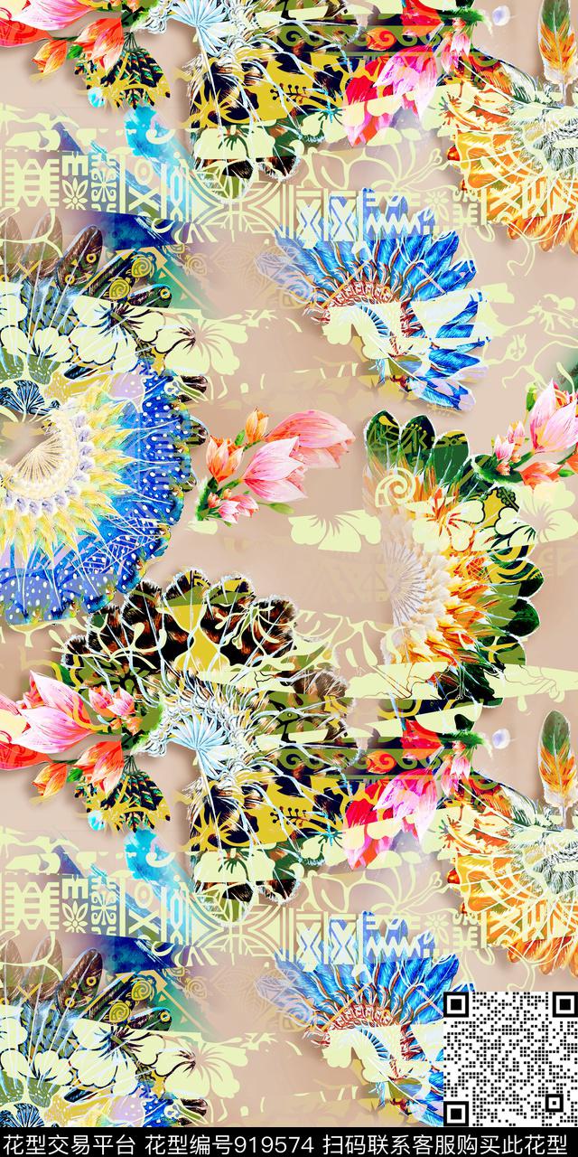 抽象波点几何数码印花华亿平台下载（图片编号: 919574） - 瓦栏（Walan）