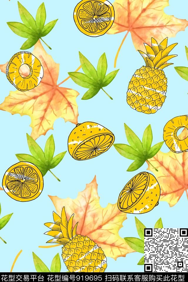 植物绿植树叶水果数码印花华亿平台下载（图片编号: 919695） - 瓦栏（Walan）