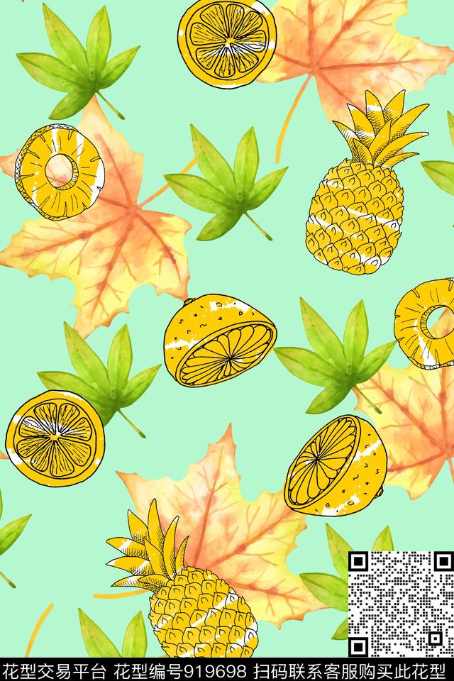 植物绿植树叶水果数码印花华亿平台下载（图片编号: 919698） - 瓦栏（Walan）