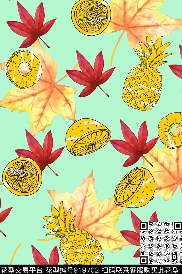 植物绿植树叶水果数码印花华亿平台下载（图片编号: 919702） - 瓦栏（Walan）