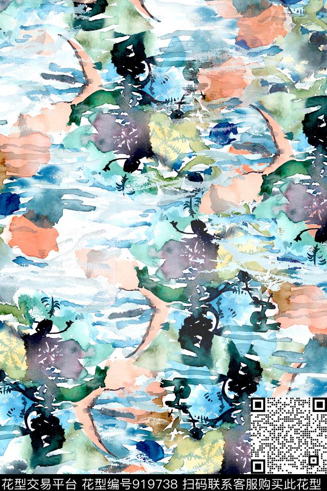 绘画艺术海洋数码印花华亿平台下载（图片编号: 919738） - 瓦栏（Walan）