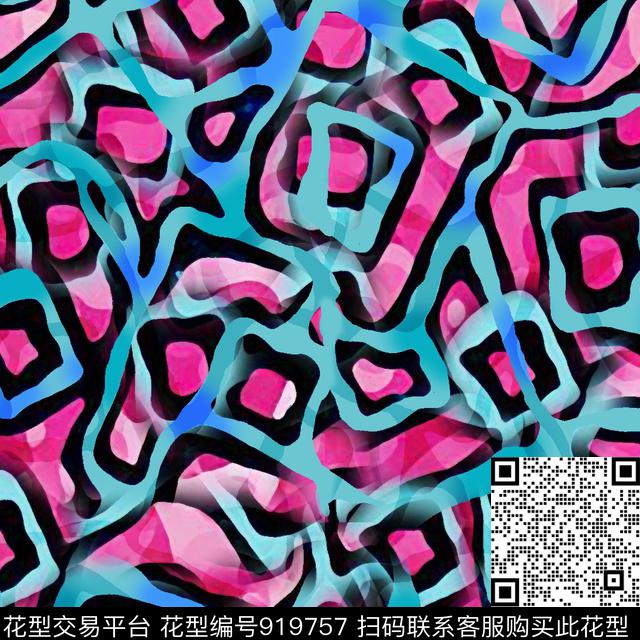 涂鸦创意动物纹数码印花华亿平台下载（图片编号: 919757） - 瓦栏（Walan）