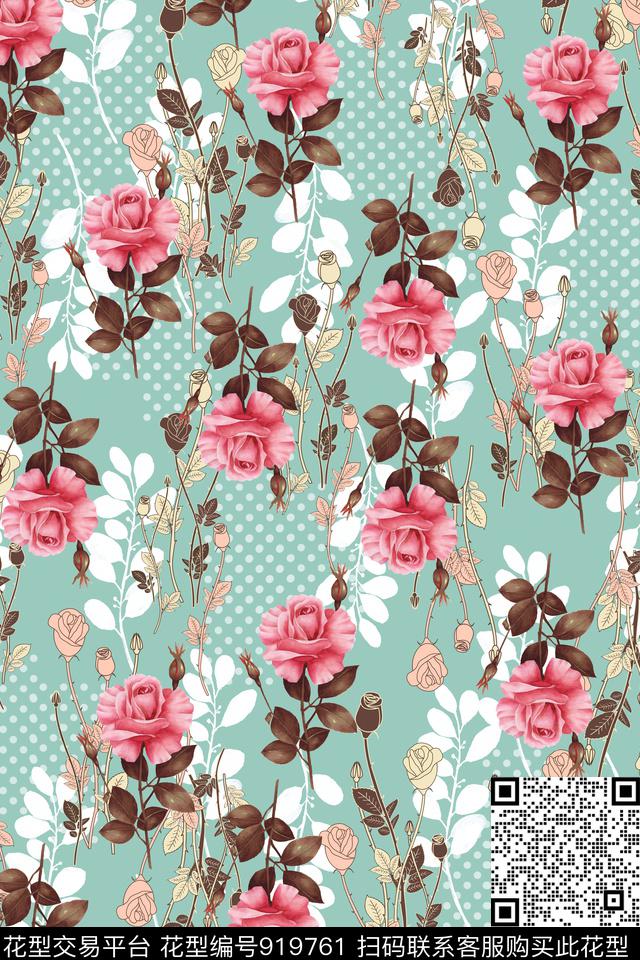 彩底花卉小碎花花卉数码印花华亿平台下载（图片编号: 919761） - 瓦栏（Walan）
