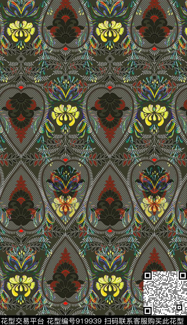 波西米亚花纹数码印花华亿平台下载（图片编号: 919939） - 瓦栏（Walan）