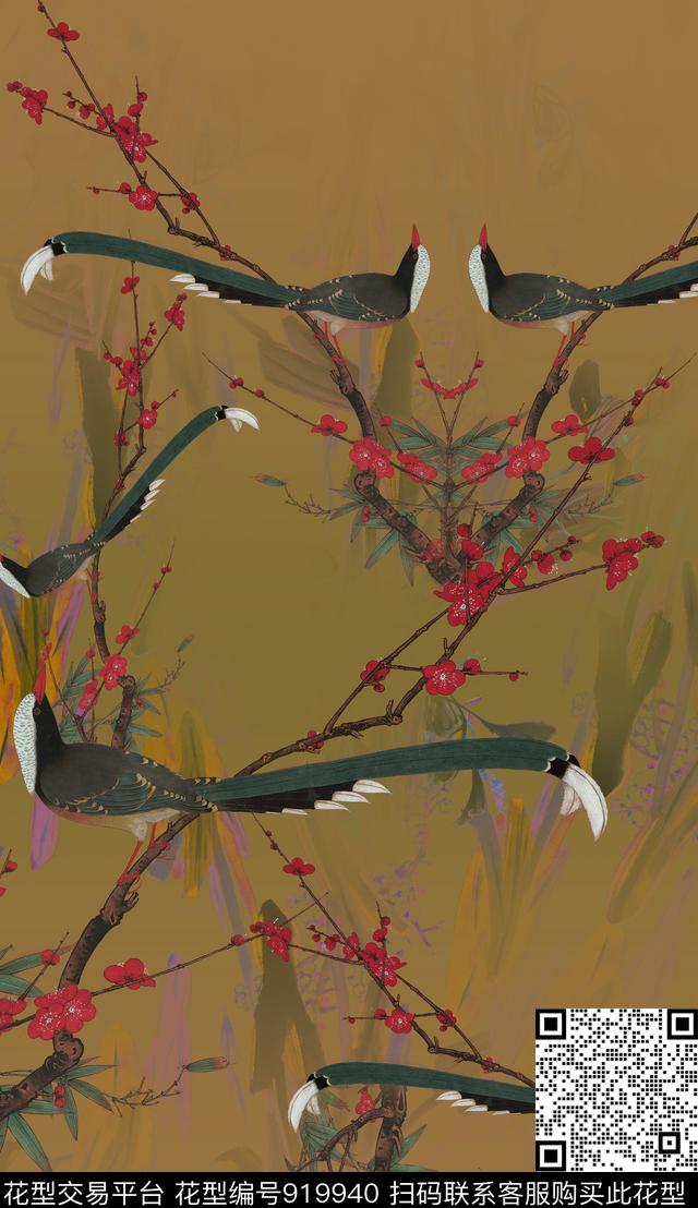 抽象中国风数码印花华亿平台下载（图片编号: 919940） - 瓦栏（Walan）