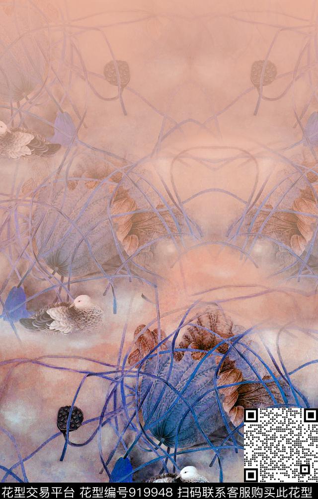 水墨风素雅中国风数码印花华亿平台下载（图片编号: 919948） - 瓦栏（Walan）