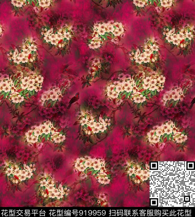 小碎花香云纱中国风数码印花华亿平台下载（图片编号: 919959） - 瓦栏（Walan）