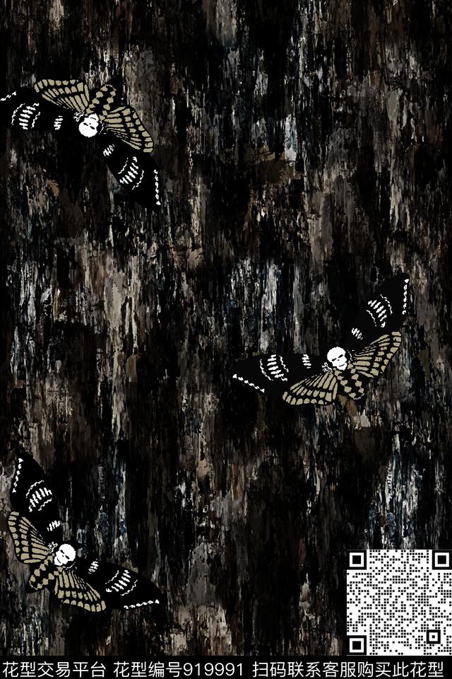 蝴蝶潮牌复古数码印花华亿平台下载（图片编号: 919991） - 瓦栏（Walan）